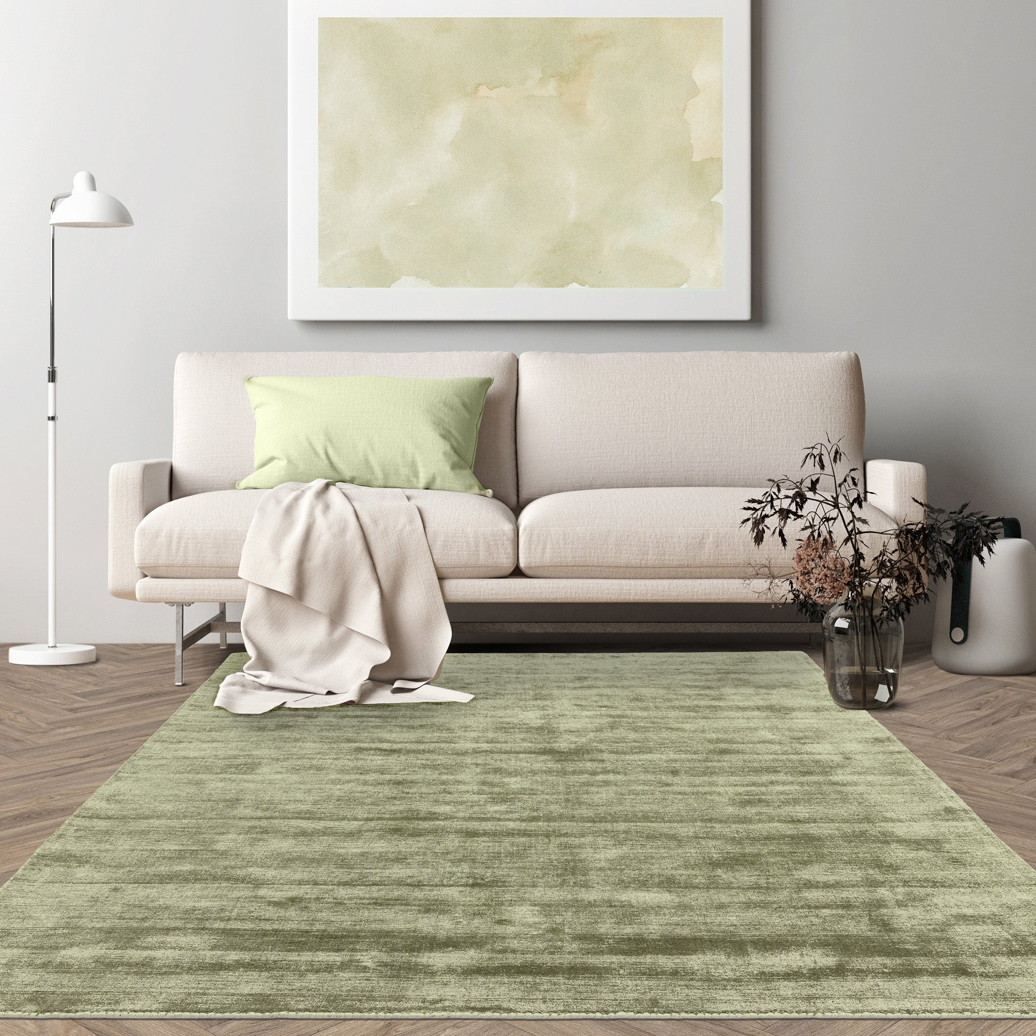 Hand Woven Viscose Rug in Sage